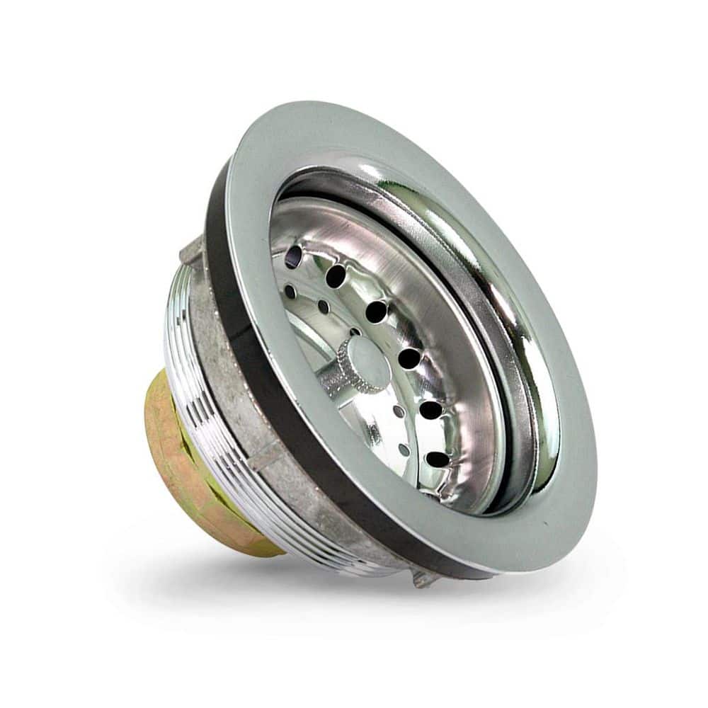 PLUMBFLEX 3-1/2 in. - 4 in. Heavy-Duty Kitchen Sink Stainless Steel Drain Assembly with Strainer Basket Stopper (1)