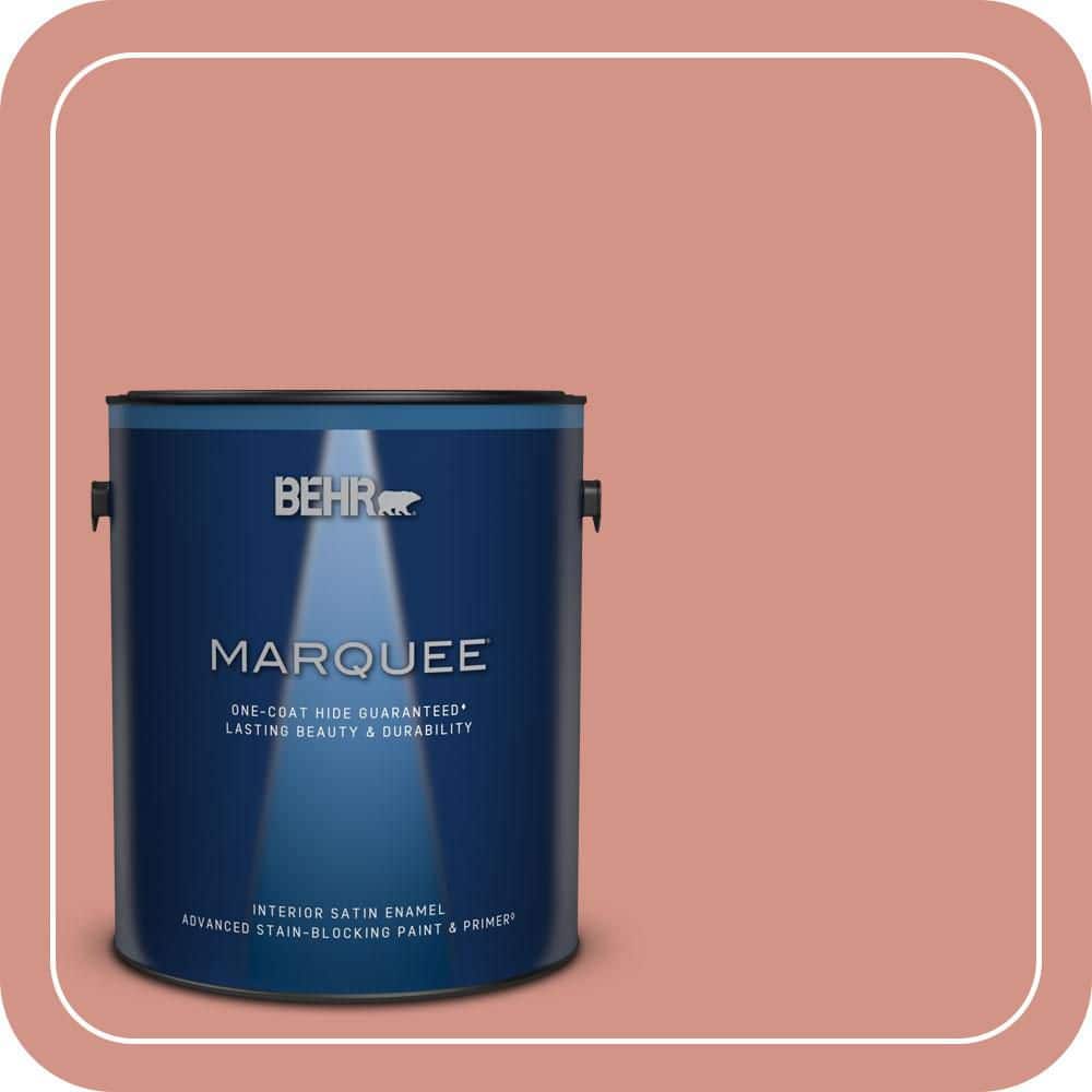 BEHR MARQUEE 1 gal. #T15-20 Peach Preserve Satin Enamel Interior Paint & Primer