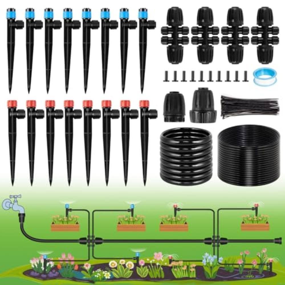 Unbranded 95.5FT Drip Irrigation System Kit with 1/2 and 1/4 Inch Tubing, Adjustable Sprayers, Quick Connect Watering Set for Gard (3)