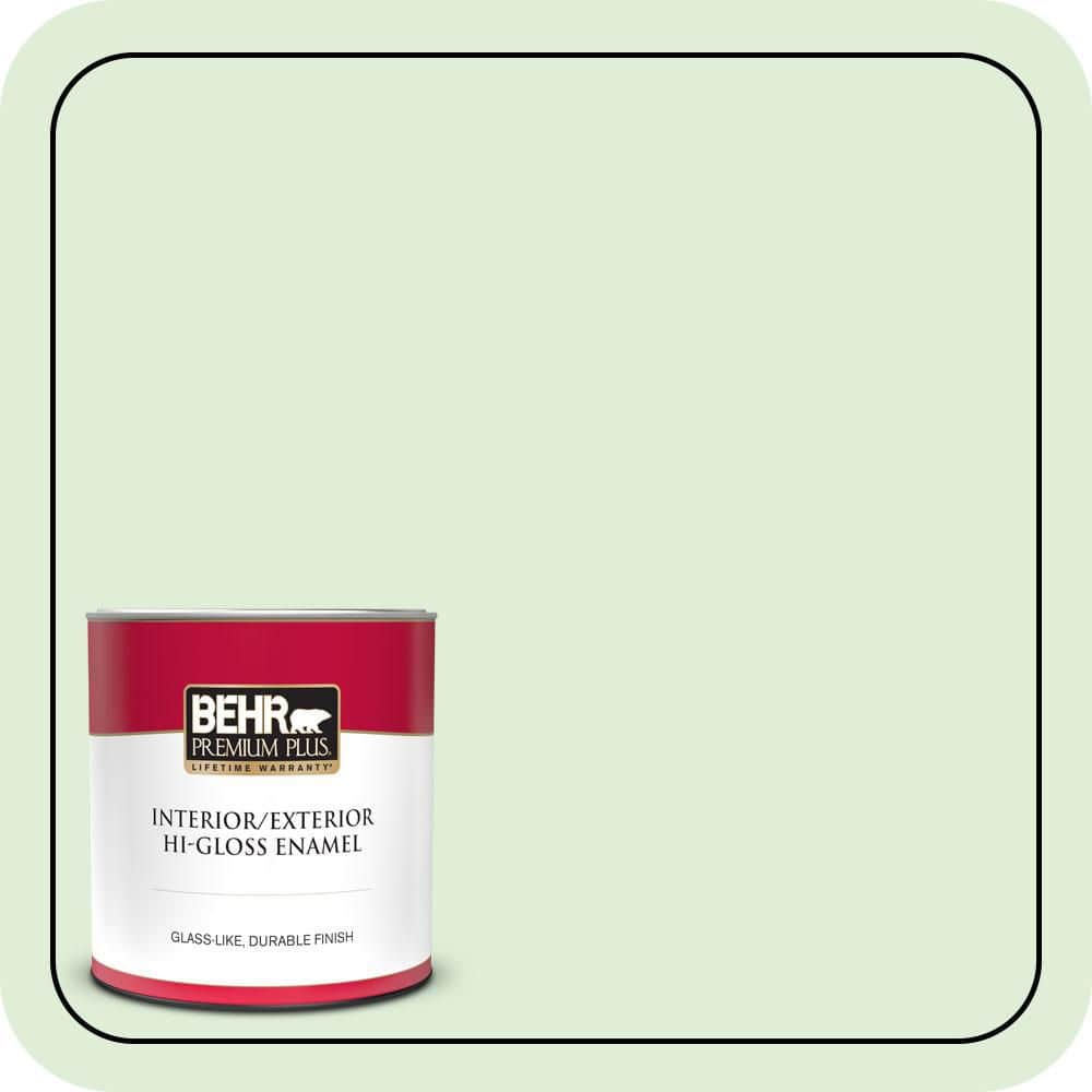 BEHR PREMIUM PLUS 1 qt. #440C-2 Cucumber Crush Hi-Gloss Enamel Interior/Exterior Paint & Primer