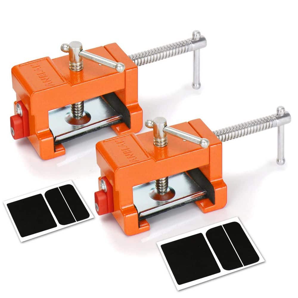 Numhew 2-Pack Orange Cabinet Clamps for Kitchen Upgrades, Heavy Duty Steel with Drill Guide for Accurate Cabinet Installation (1)