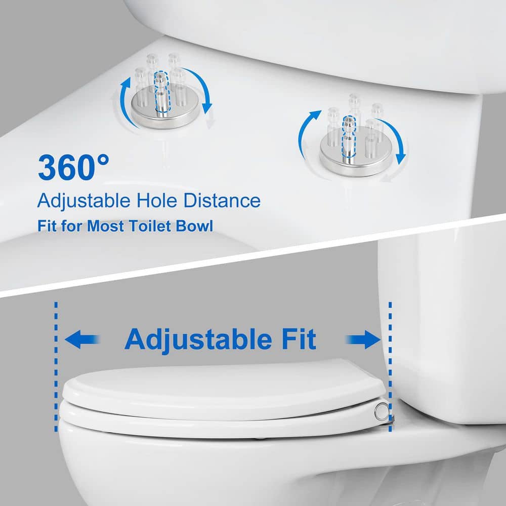 Numhew 18.5 in. Elongated Toilet Seat with Cover, Quiet Close, One-Click to Quick Release, Easy Installation, Non-Slip (3)