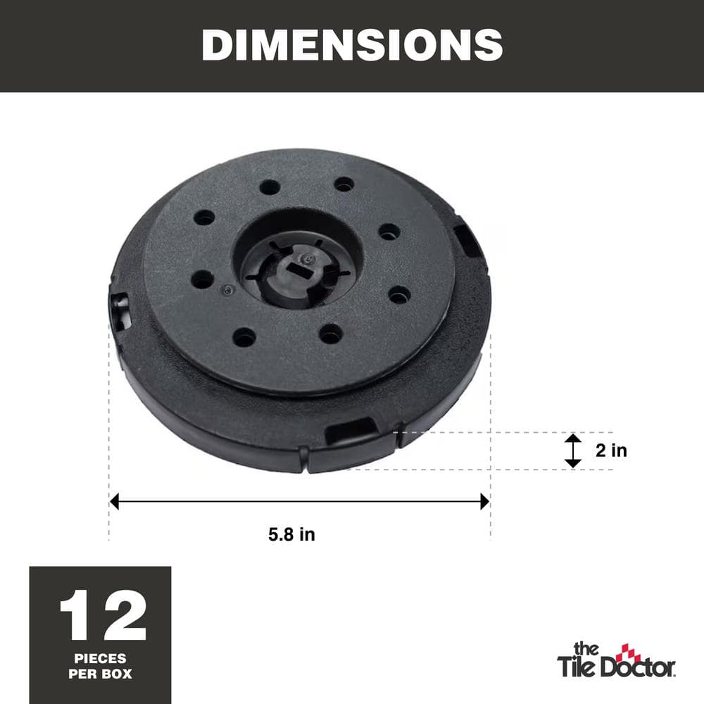 The Tile Doctor 914768-12 Black Center Tile Auto Leveling Head for Adjustable Pedestal for Tile and Paver Pedestal System 12-Pack (2)