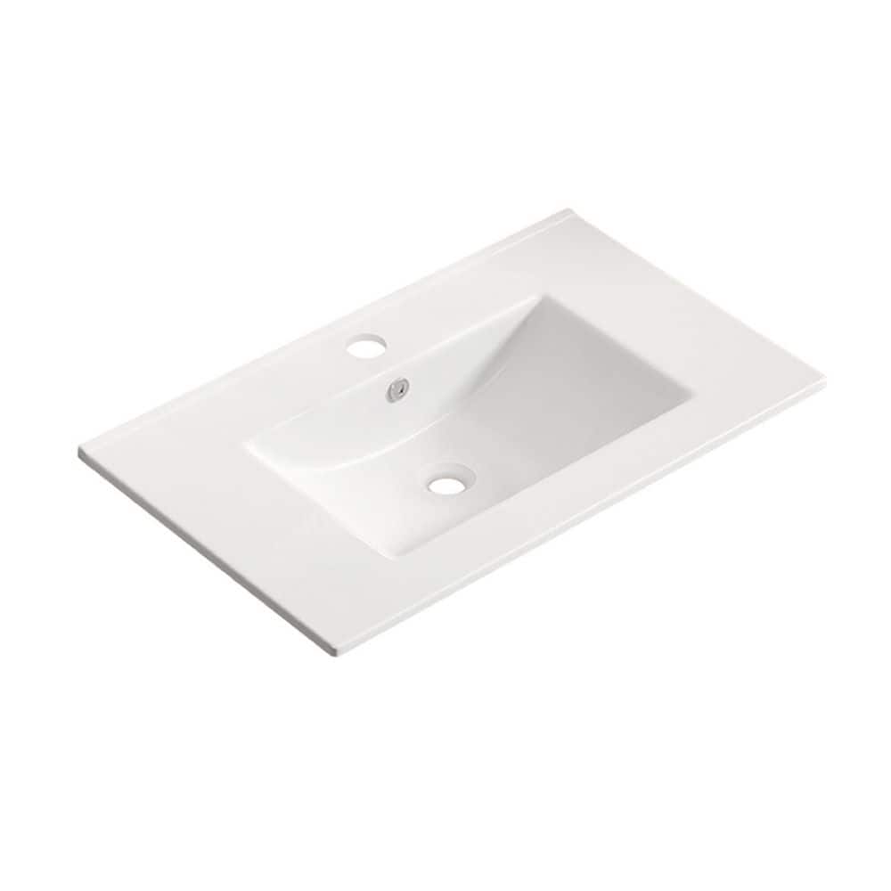 Satico 24.02 in. Drop-In Rectangular Ceramic Bathroom Sink Top in White (1)