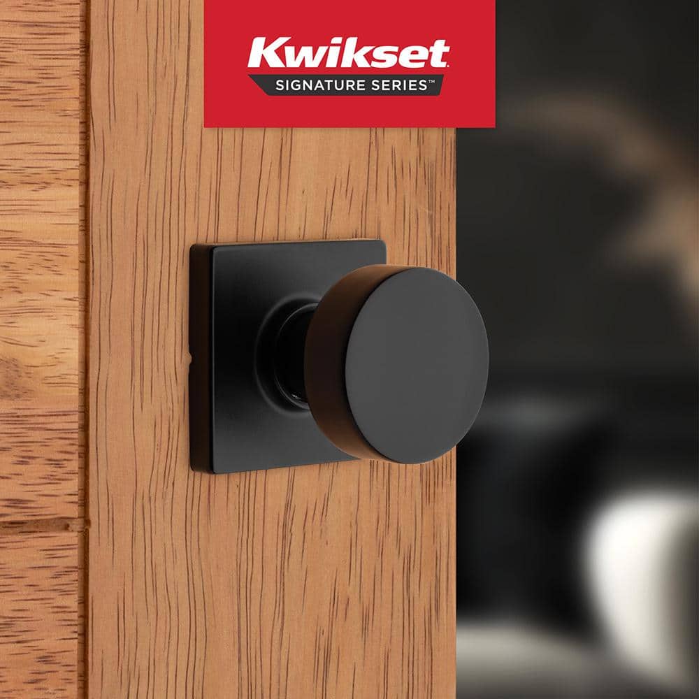 Kwikset Pismo Matte Black Hall/Closet Square Door Knob (2)