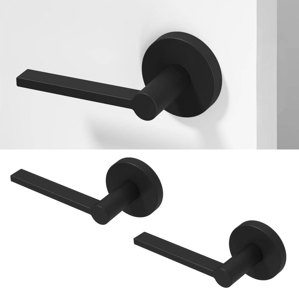 Okun Muse Metal Matte Black Dummy Door Handle with Round Rosette 2-Pack