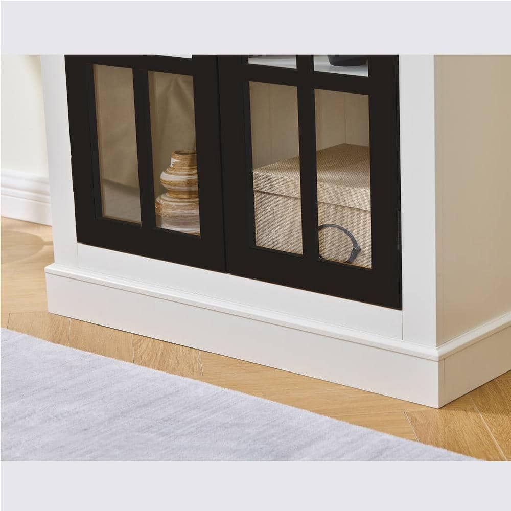COWLOWN 33 in. W x 15.75 in. D x 71.2 in. H Bathroom Black Linen Cabinet (3)