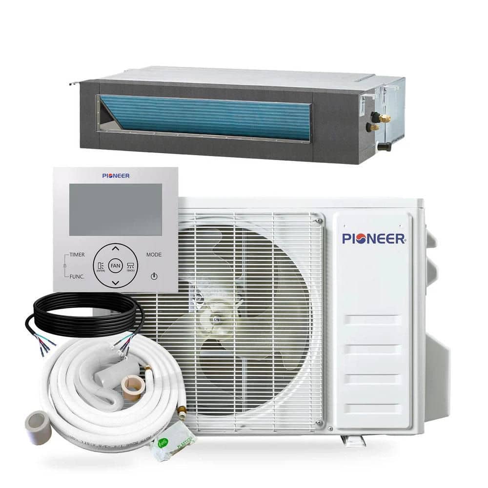 Pioneer 9,000 BTU. 75 Ton 20.5 SEER Ceiling Concealed Ductless Mini Split Air Conditioner with Heat Pump 208/230V