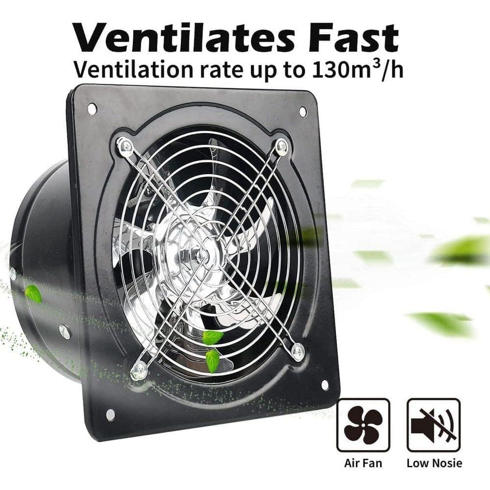 KIWDZFU 8 in. 500CFM 80W Black Cast Iron Electric Powered Exhaust Attic Fan, Wall Mounted Ventilation Fan for Kitchen/Bathroom (2)