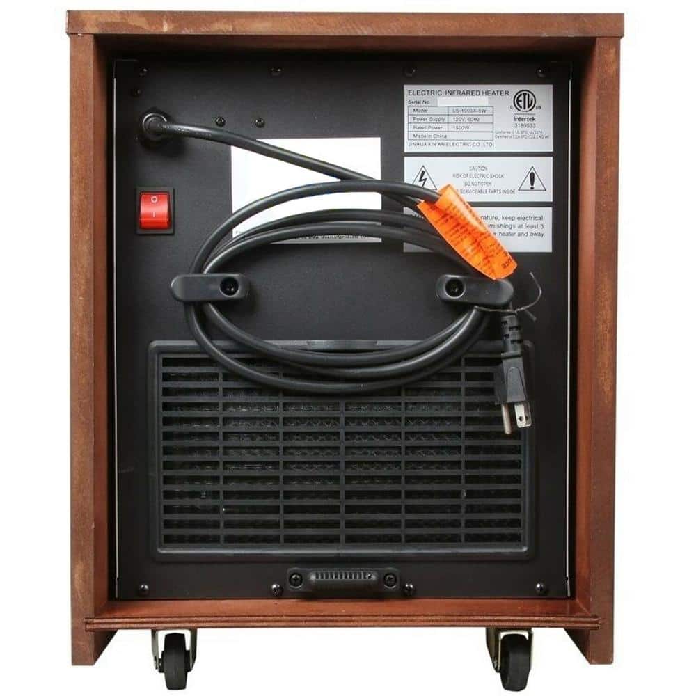 Lifesmart Portable 6 Element Infrared Heater w/ Remote, Timer, Oak Wood Cabinet, Small-Medium Rooms, 3-Settings, Cool to Touch (3)