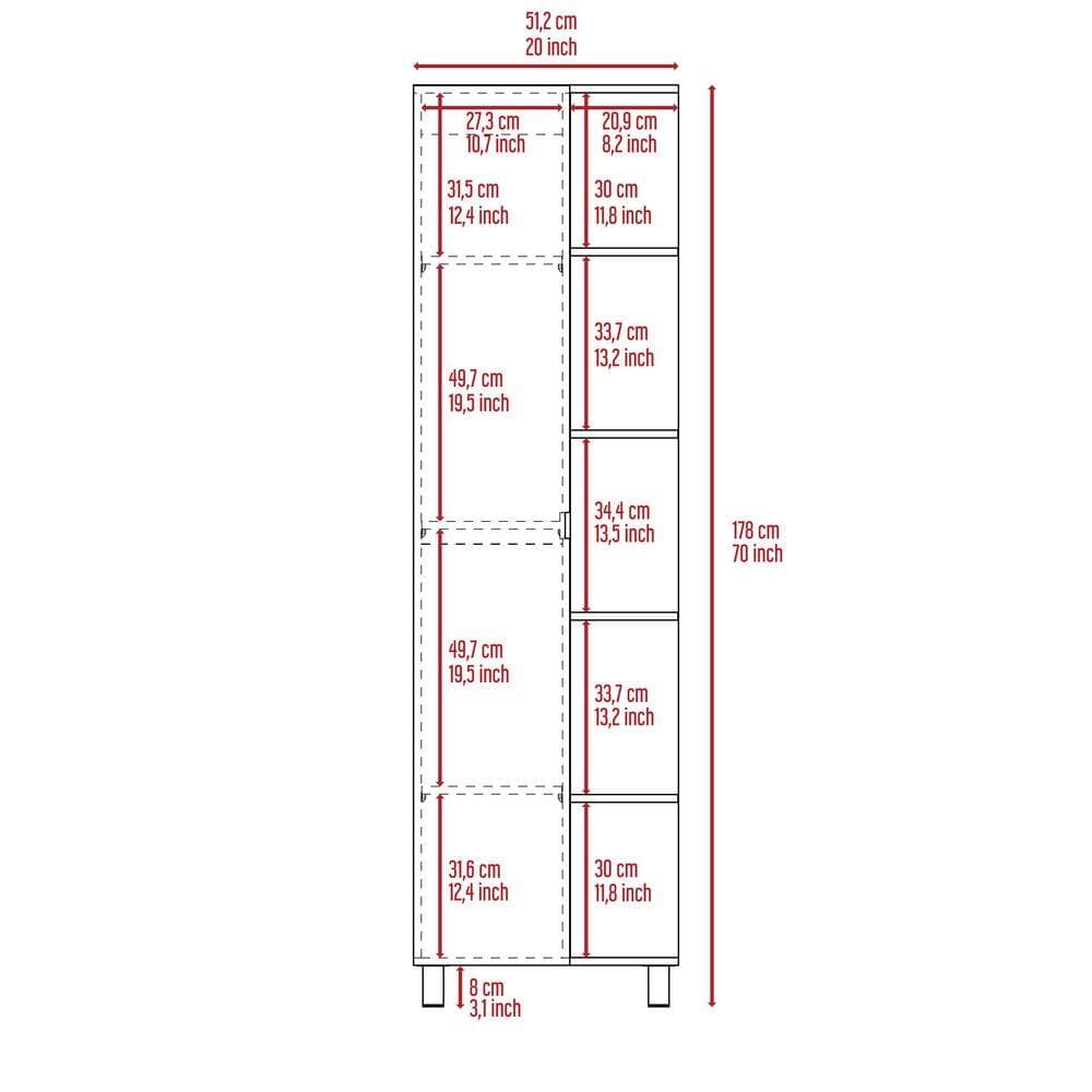 Tahanbath 20.15 in. W x 8.45 in. D x 62.20 in. H White Particle Board Freestanding Linen Cabinet with Door and Door in White (3)
