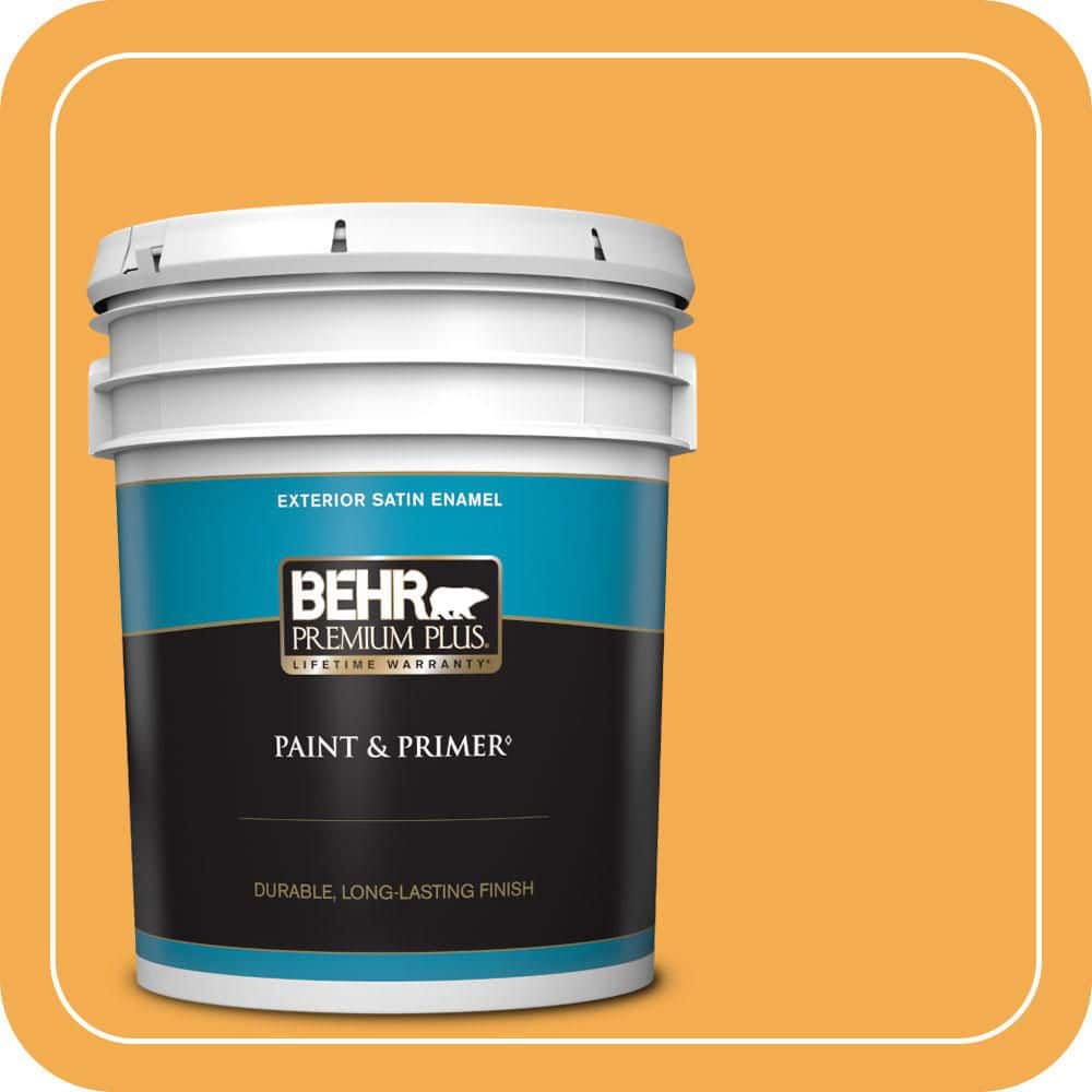 BEHR PREMIUM PLUS 5 gal. #290B-6 Squash Satin Enamel Exterior Paint & Primer