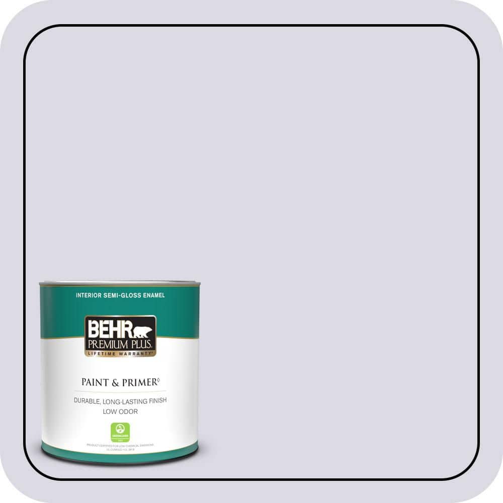 BEHR PREMIUM PLUS 1 qt. #S570-1 Misty Lavender Semi-Gloss Enamel Low Odor Interior Paint & Primer