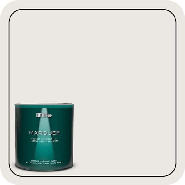 BEHR MARQUEE 1 qt. #MQ3-32 Cameo White One-Coat Hide Semi-Gloss Enamel Interior Paint & Primer (2)
