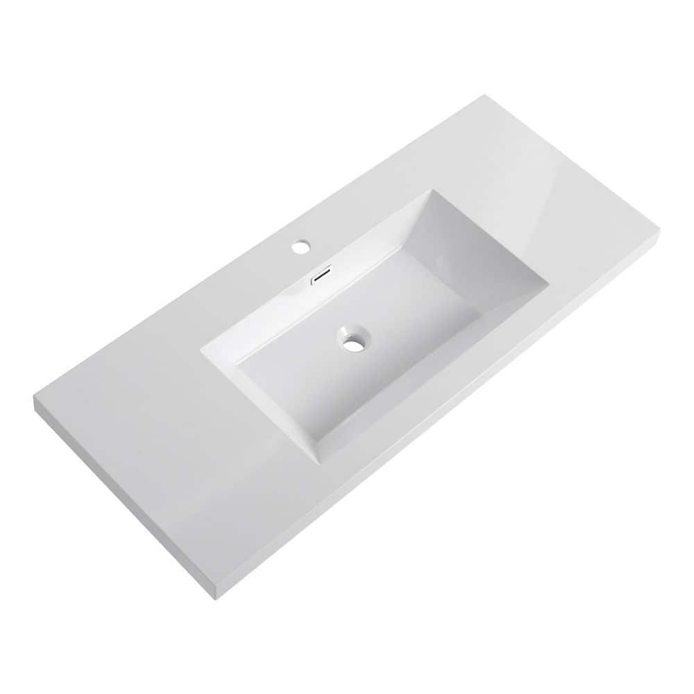 LUXSHERY 42 in. Drop-In Resin Bathroom Sink in White,not the Bottom Cabinet
