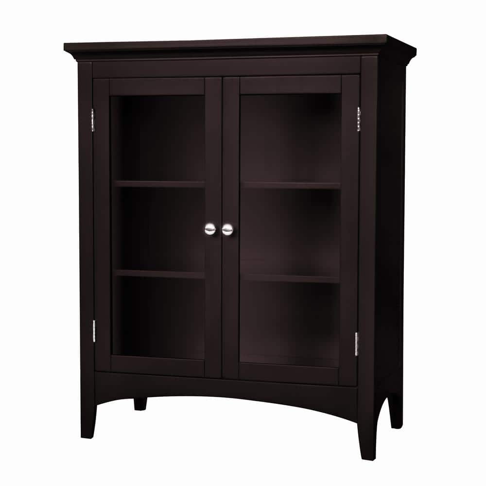 Teamson Home Madison 26 in. W x 13 in. D x 32 in. H Brown Wooden Floor Linen Cabinet with 2 Adjustable Shelves in Dark Espresso (3)