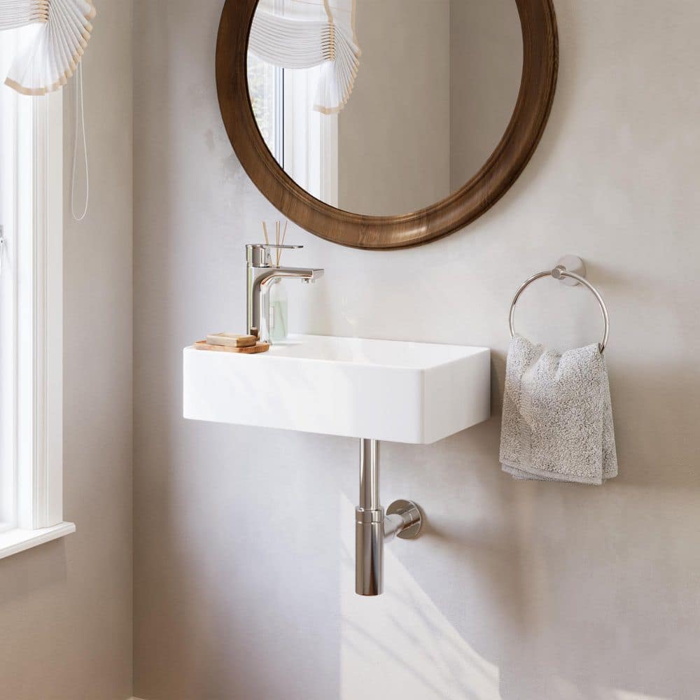 DEERVALLEY 17.91 in. x 9.84 in. Rectangular Wall Mounted Bathroom Sink in White Ceramic (2)