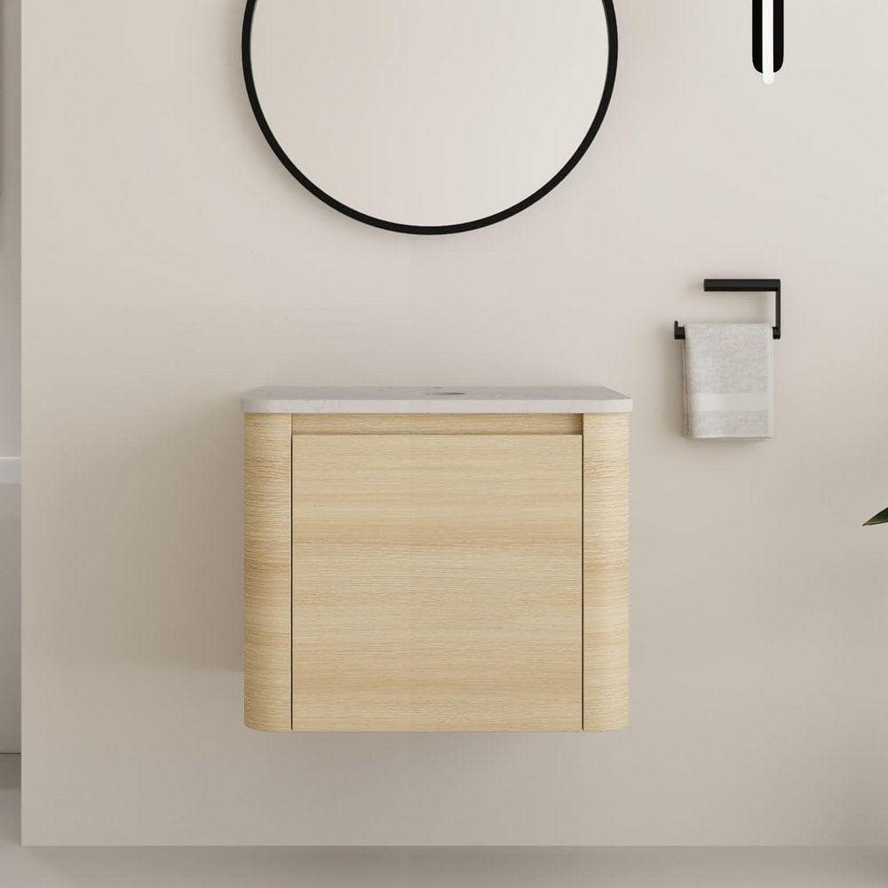ARTCHIRLY 24 in. W x 18.56 in. D x 19.69 in. H Wall Mounted Single Bath Vanity Cabinet without Top in WhiteOak Unassembl