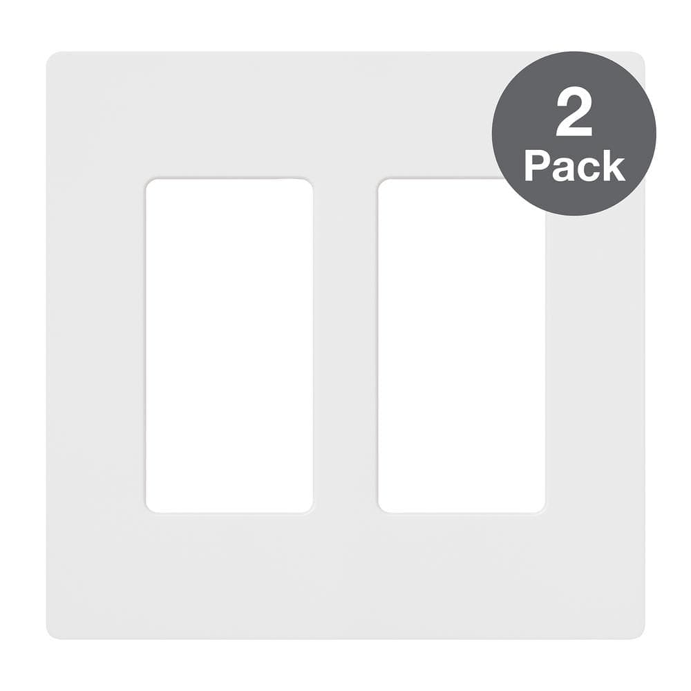 Lutron Claro 2 Gang Wall Plate for Decorator/Rocker Switches, Gloss, White (CW-2-WH-2PK) (2-Pack)