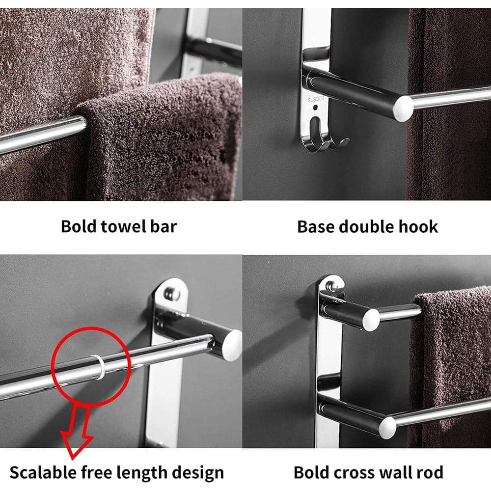 Dyiom 30 in. Wall Mounted, Towel Bar in Stainless Steel (2)