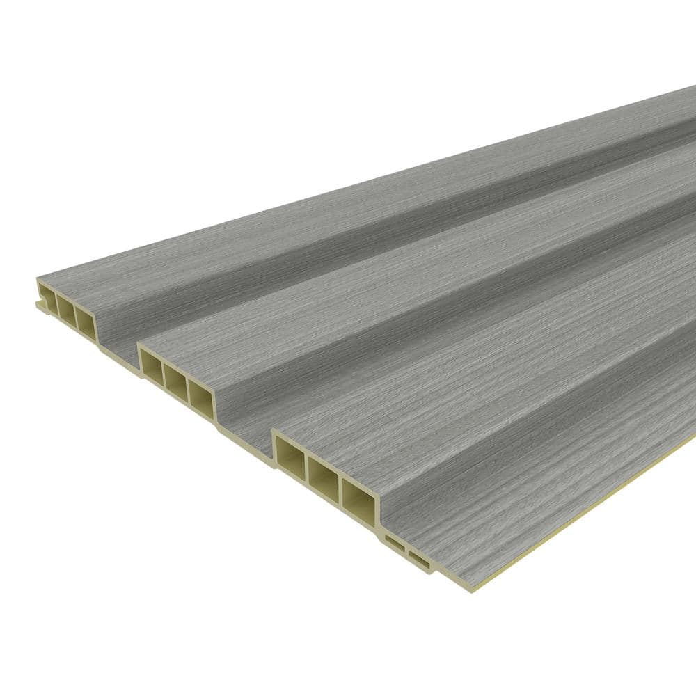 NewTechWood Walls 9/16 in. x 8-1/16 in. x 8 ft. Medium Raised Silver Fox Gray Square Edge Recycled PVC Wall Paneling (8-Pack) (1)
