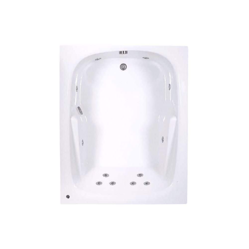 Comfortflo 60 in. x 48 in. Acrylic Rectangular Drop-in Whirlpool Bathtub with Reversible Drain in White