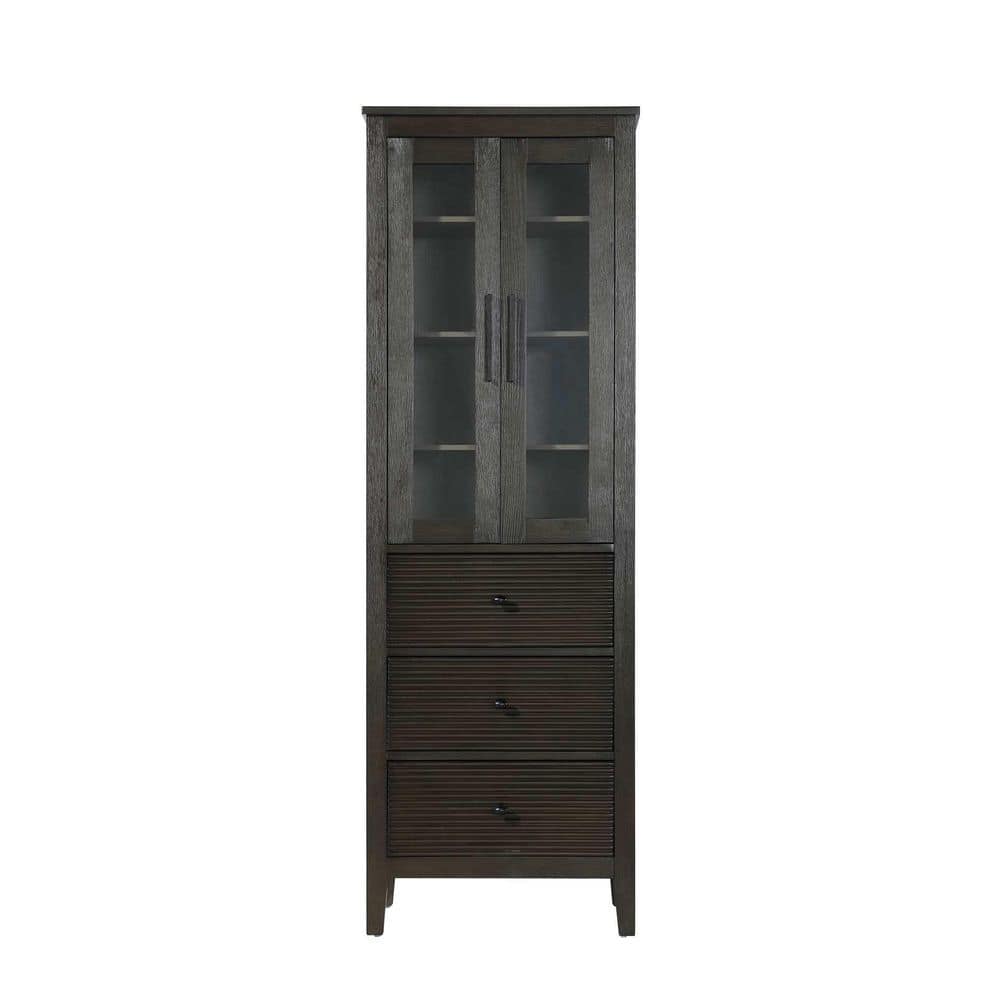 TIMELESS HOME 24 in. W x 18 in. D x 72 in. H Brown Freestanding Linen Cabinet (1)
