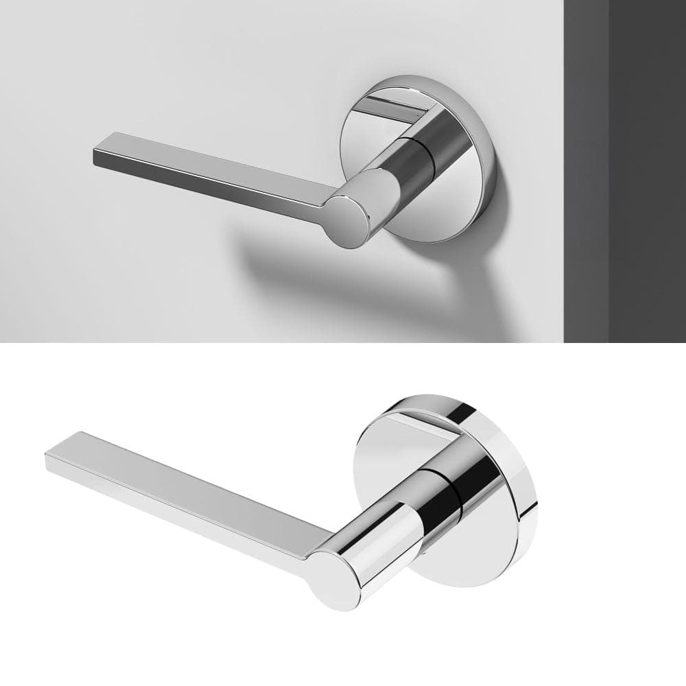 Okun Muse Metal Chrome Dummy Door Handle with Round Rosette (1)