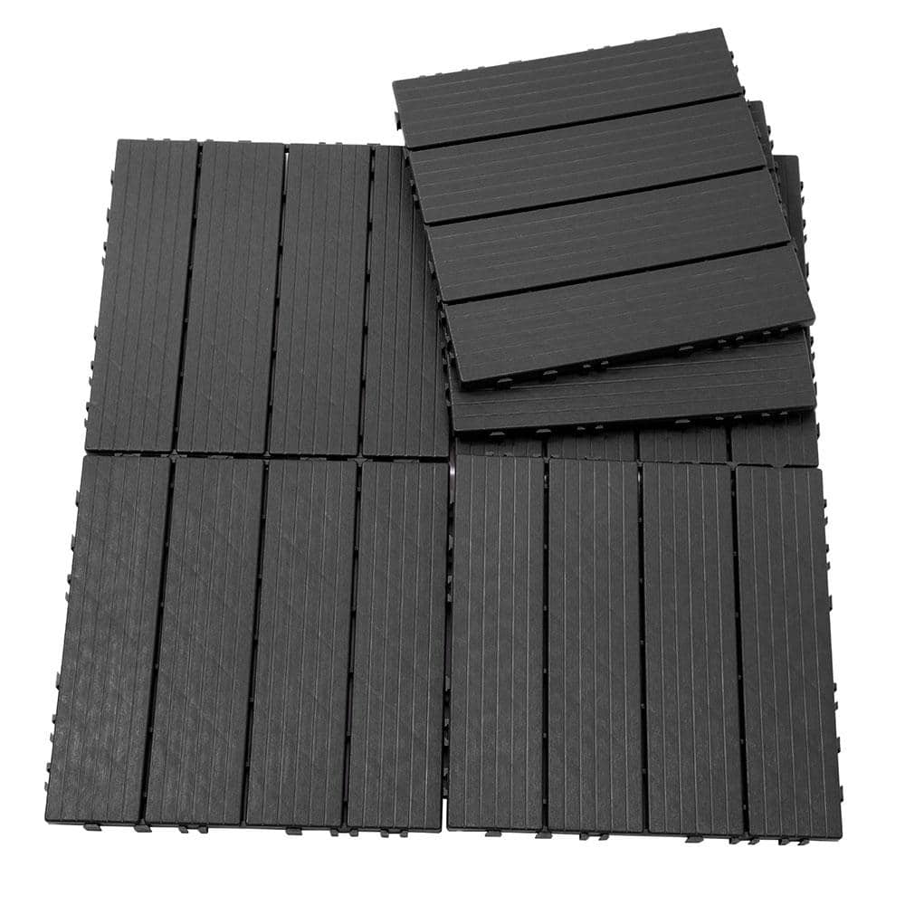 Afoxsos 1 ft. x 1 ft. Gray Plastic Interlocking Deck Tiles for Poolside, Backyard, Waterproof, All Weather (44-Pack) (3)