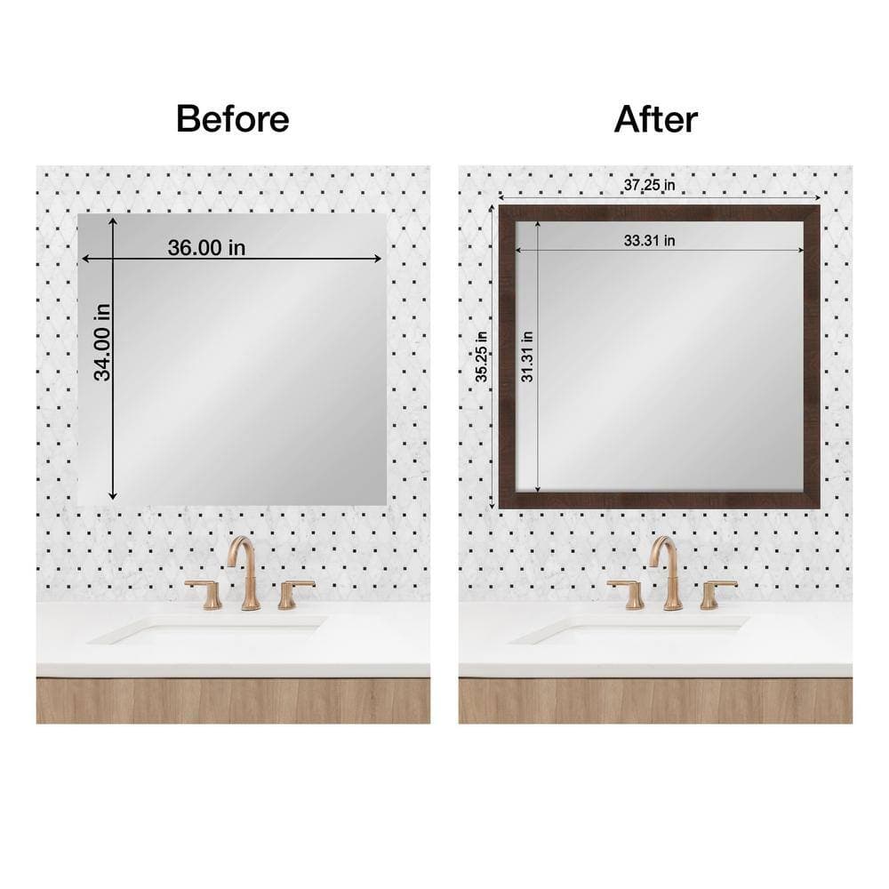 Amanti Art Mirror Makeover Wildwood Brown Narrow 35.25 in. W x 37.25 in. H Bathroom Mirror Frame Border Kit-Fits a 34 x 36 Mirror (2)