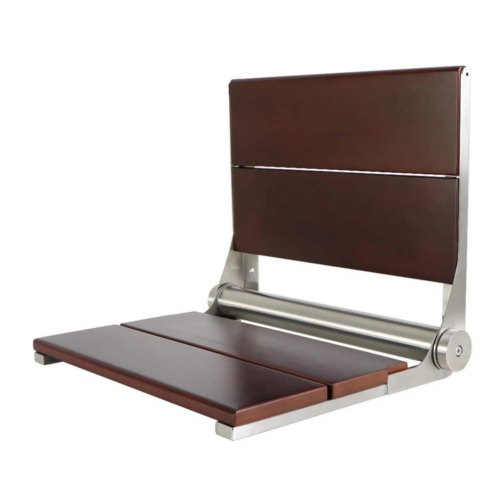 Kingston Brass Soutien 20 in. x 16 in. Wall Mount Folding Shower Seat in Dark Wood/Brushed Nickel (1)