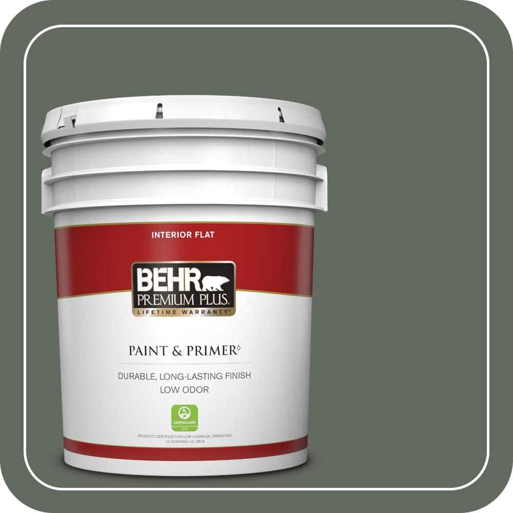 BEHR PREMIUM PLUS 5 gal. #N410-6 Pinecone Hill Flat Low Odor Interior Paint & Primer