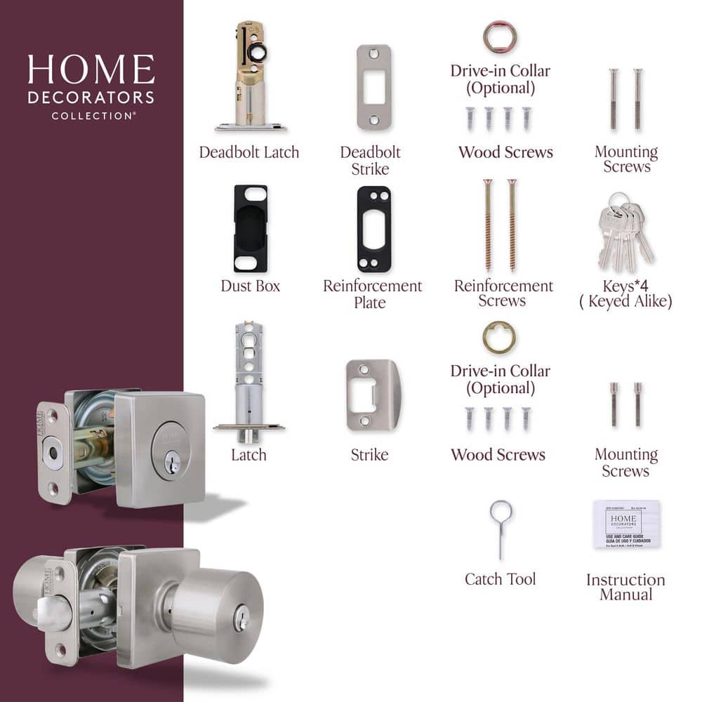 Home Decorators Collection Ridgeway Single Cylinder Door Knob Combo Pack with Square Rose (4)