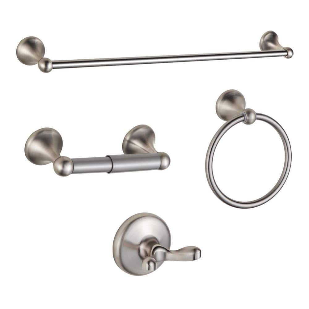 Wudkey 4-Piece Bath Hardware Set with Mounting Hardware Adjustable Expandable Towel Bar, Wall Mounted (1)