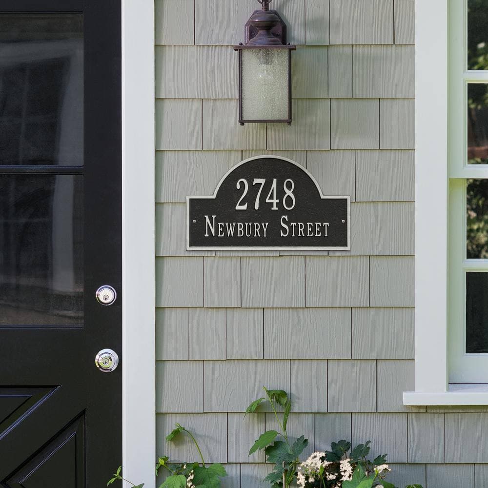 Whitehall Products Arch Marker Standard Black/Silver Wall 2-Line Address Plaque (3)