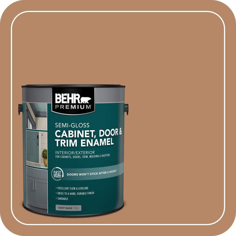 BEHR PREMIUM 1 gal. #SC-158 Golden Beige Semi-Gloss Enamel Interior/Exterior Cabinet, Door & Trim Paint