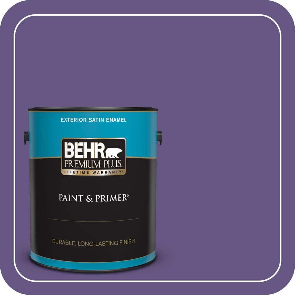 BEHR PREMIUM PLUS 1 gal. #PPU16-02 Vigorous Violet Satin Enamel Exterior Paint & Primer