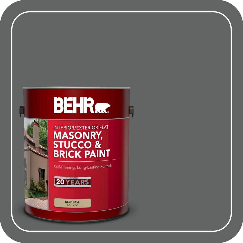 BEHR 1 gal. #BXC-41 Charcoal Flat Interior/Exterior Masonry, Stucco and Brick Paint (1)