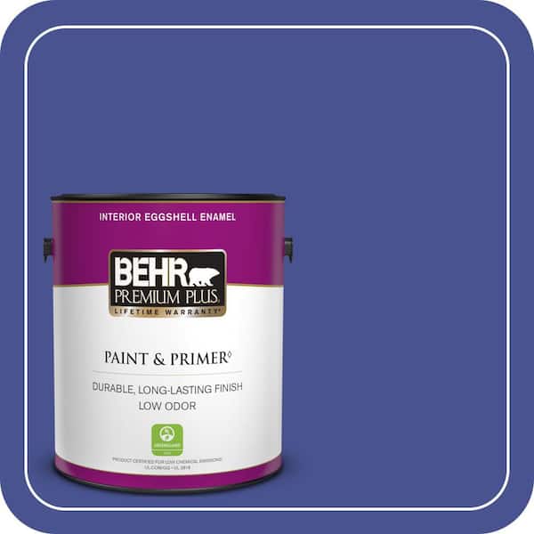 BEHR PREMIUM PLUS 1 gal. #P540-7 Canyon Iris Eggshell Enamel Low Odor Interior Paint & Primer (2)