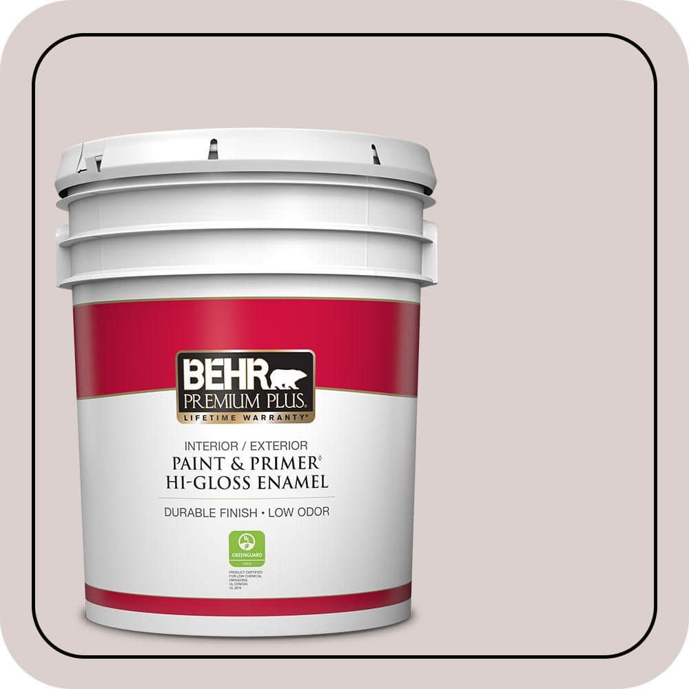 BEHR PREMIUM PLUS 5 gal. #N130-1 Pearls and Lace Hi-Gloss Enamel Interior/Exterior Paint & Primer