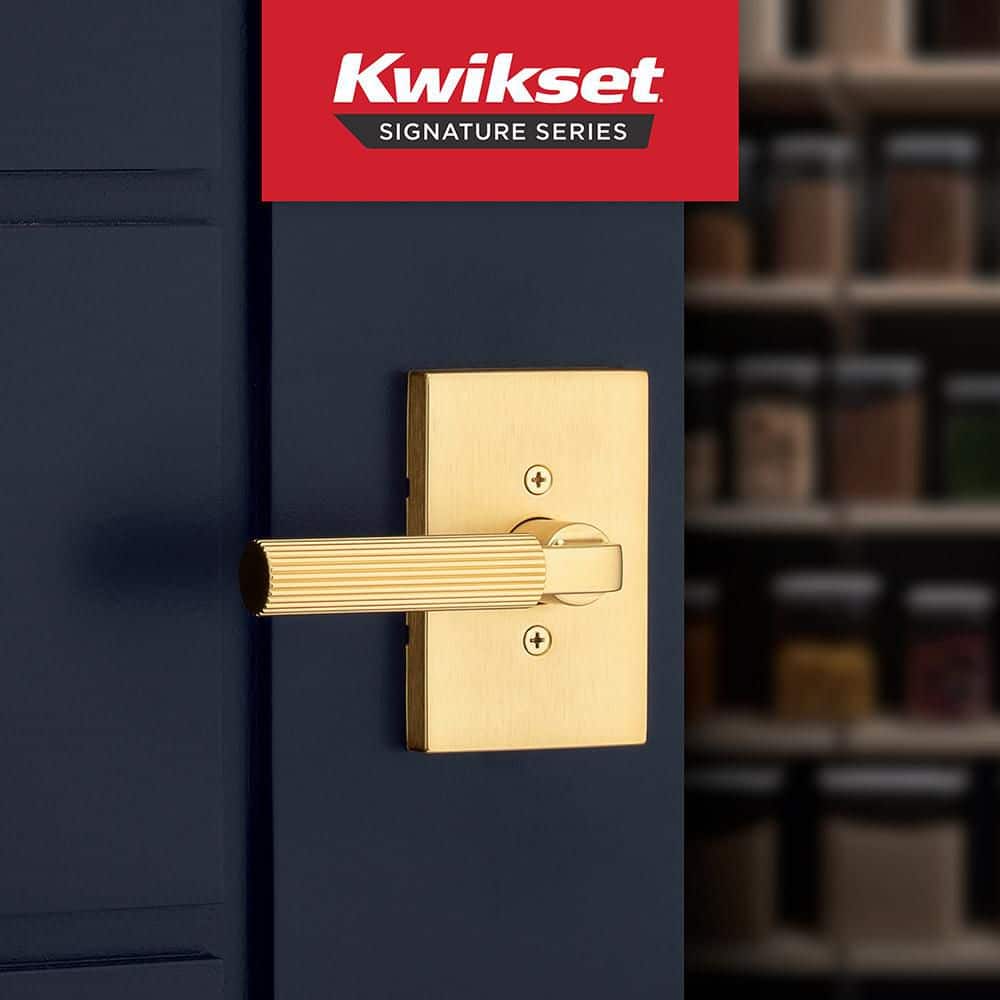 Kwikset Mirada Satin Brass Rectangle Half Dummy Door Handle with Microban Antimicrobial Technology (2)