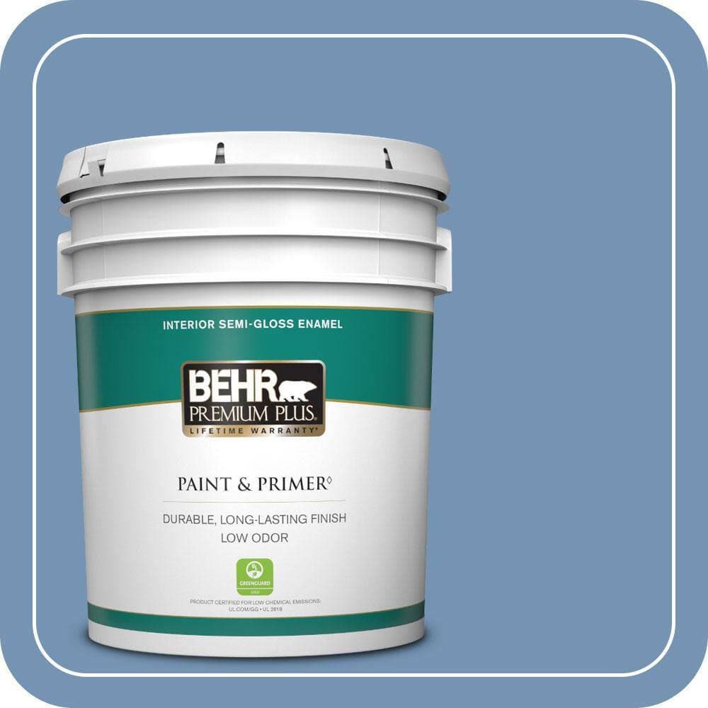 BEHR PREMIUM PLUS 5 gal. #580D-5 Ocean Ridge Semi-Gloss Enamel Low Odor Interior Paint & Primer