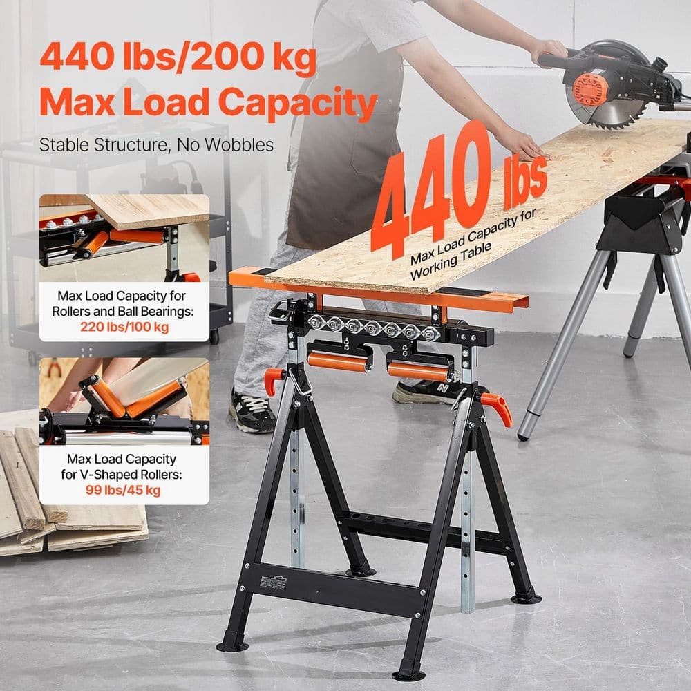 SKYSHALO 4-in-1 Folding Roller Stand, 440 lb. Capacity, Adjustable 33-50 in. Height, Heavy-Duty Multi-Directional Roller Head (3)