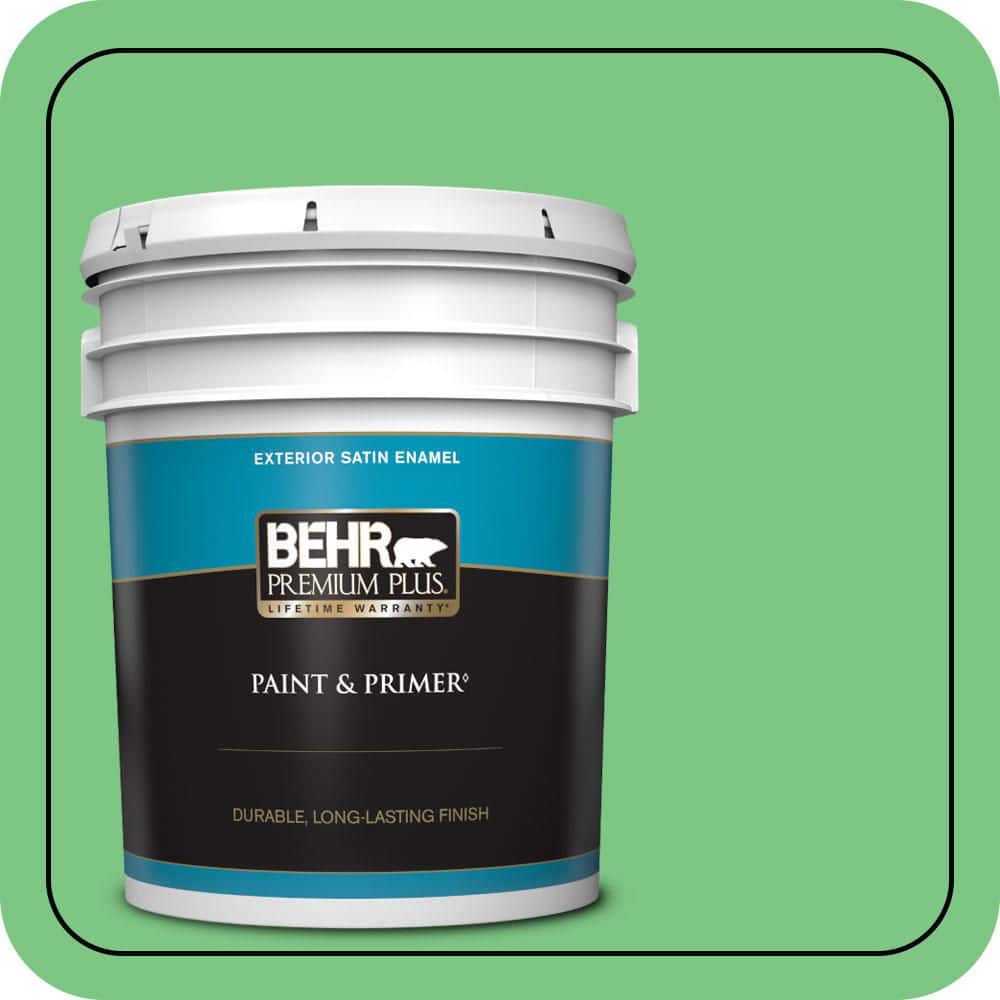 BEHR PREMIUM PLUS 5 gal. #P390-5 Garden Stroll Satin Enamel Exterior Paint & Primer