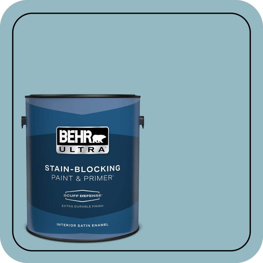 BEHR ULTRA 1 gal. #PPU13-09 Tahoe Blue Extra Durable Satin Enamel Interior Paint & Primer