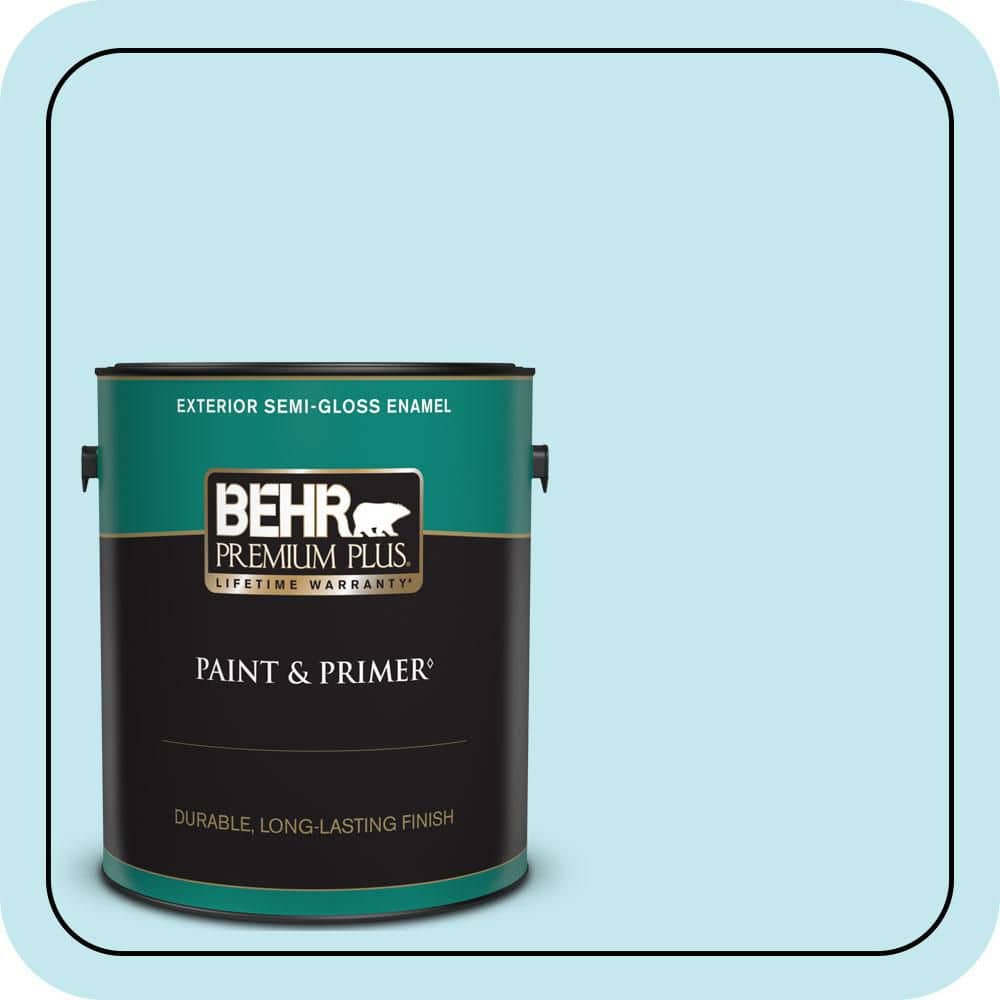 BEHR PREMIUM PLUS 1 gal. #P480-1 Niagara Mist Semi-Gloss Enamel Exterior Paint & Primer