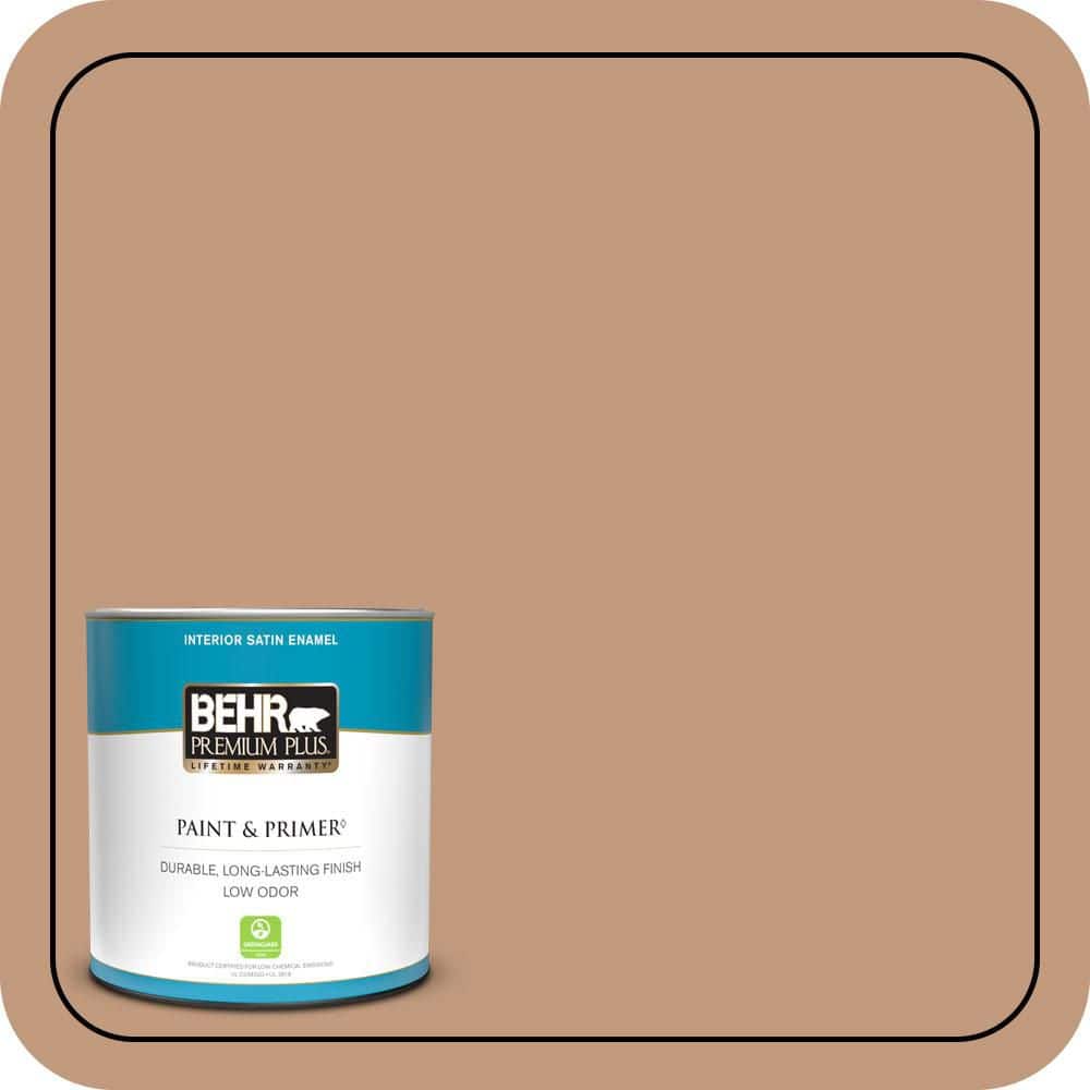BEHR PREMIUM PLUS 1 qt. #PPU3-12 Egyptian Pyramid Satin Enamel Low Odor Interior Paint & Primer