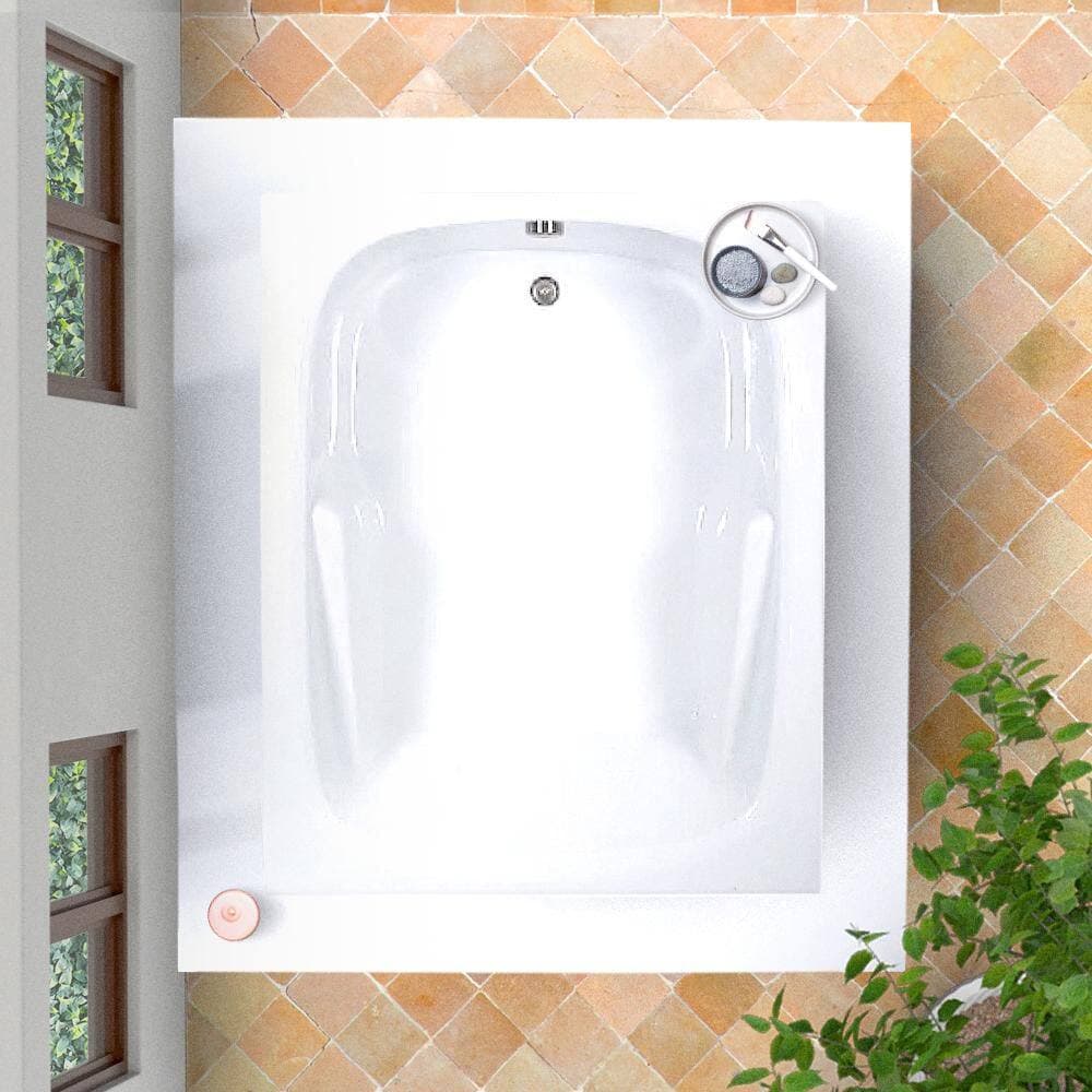 Comfortflo 60 in. x 48 in. Acrylic Rectangular Drop-in Soaking Bathtub with Reversible Drain in White (3)