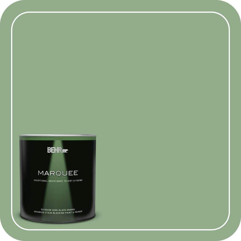 BEHR MARQUEE 1 qt. #MQ6-46 Flora Green Semi-Gloss Enamel Exterior Paint & Primer