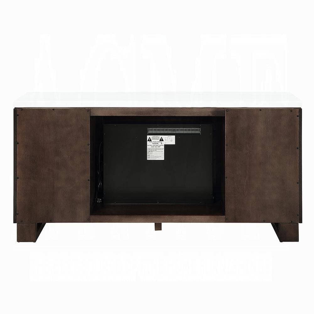 Acme Furniture Vantage 62 in. Freestanding Electric Fireplace in Natural Marble Top and Espresso (3)